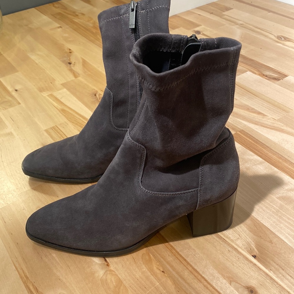 Aquatalia grey suede stretch ankle boot